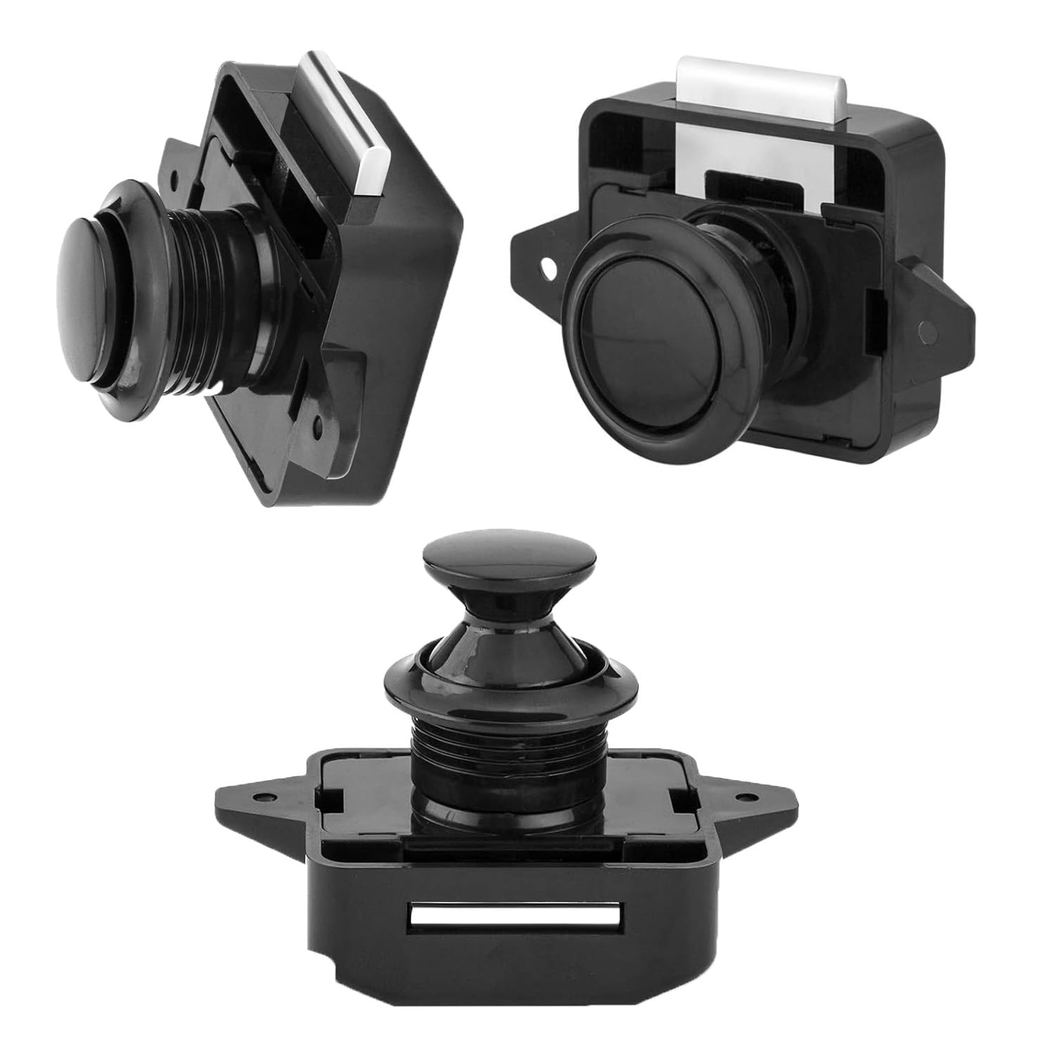Schlüssellos RV Schrankschlösser mit Groß Push Button, ABS RV Cabinet Catch Verriegelung für RV Wohnmobile Wohnmobil-Anhänger Wohnwagen Van Yachten Boote (Schwarz 5 Stück)