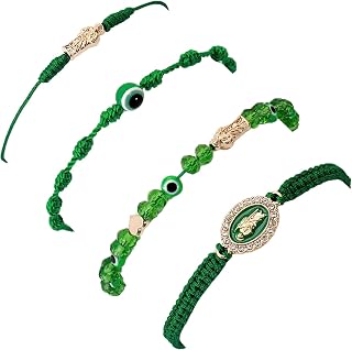 BOVEMEE Pink Evil Eye 7 Knot Lucky Bracelet - Mexican Red Braided Nylon Rope San Judas Virgin Mary Amulet for Women Men
