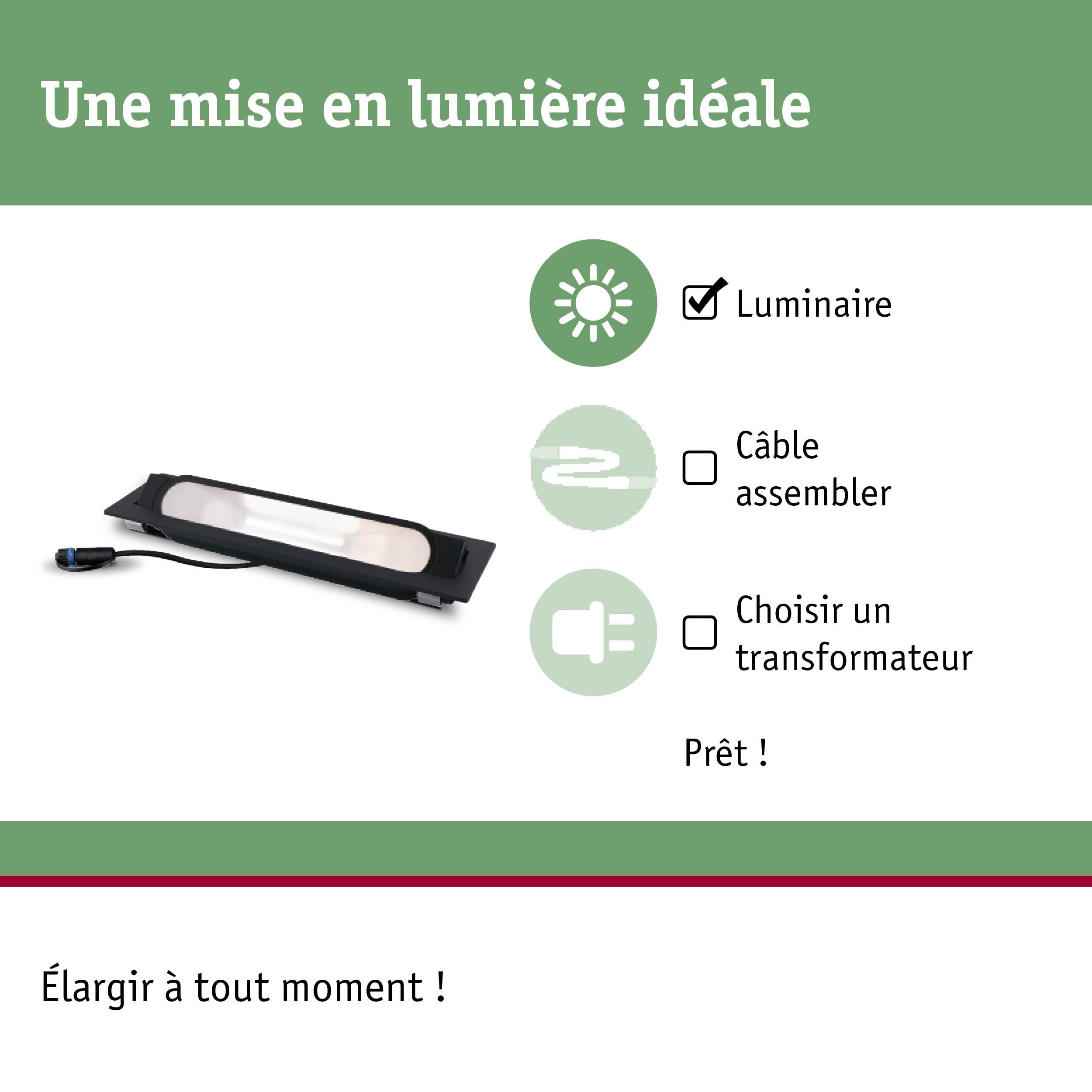 Paulmann 94668 luminaire d'extérieur Plug & Shine LED lèche-mur Flotas IP67 1x6,1 W gradable Anthracite métal 3000K