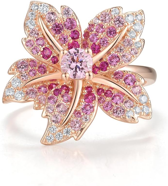 Santuzza Sterling Silver Gemstone Flower Ring for Women - Image 2