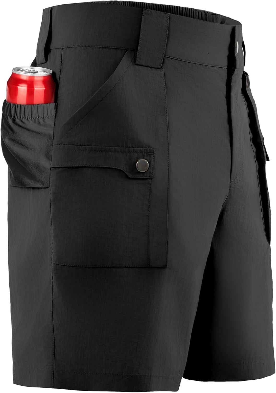 Palmyth Fishing Shorts for Men 7 Inch, Quick Dry Lightweight Nylon Shorts with 6 Pockets, Elastic Back Waist & D-Ring