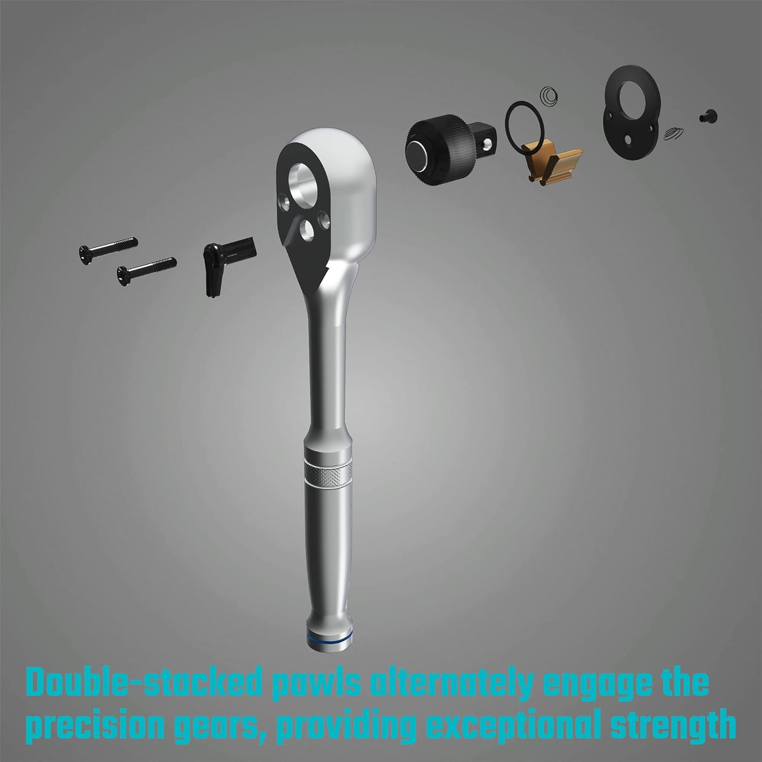 DURATECH 3/8-Inch Drive Ratchet, Quick-Release Ratchet Wrench, 72-Tooth, Reversible Switch, Full-Polished Chrome Plating, Alloy Steel - - 