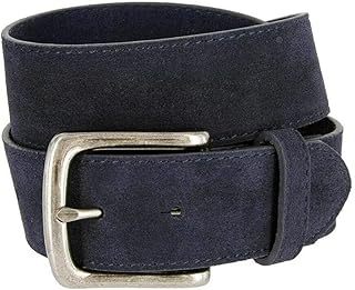 Men's Belt Rounded Edge Heel Bar Buckle Casual Jean Suede Leather Belt 1 1/2" Wide