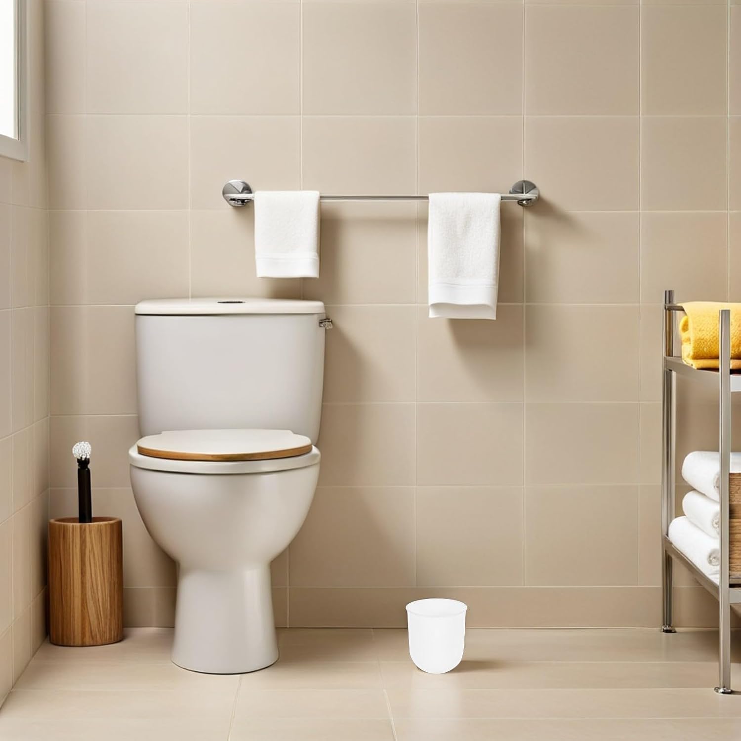 6pcs Toilet Brush Cup Plastic Round Holder with Stable Base image 5