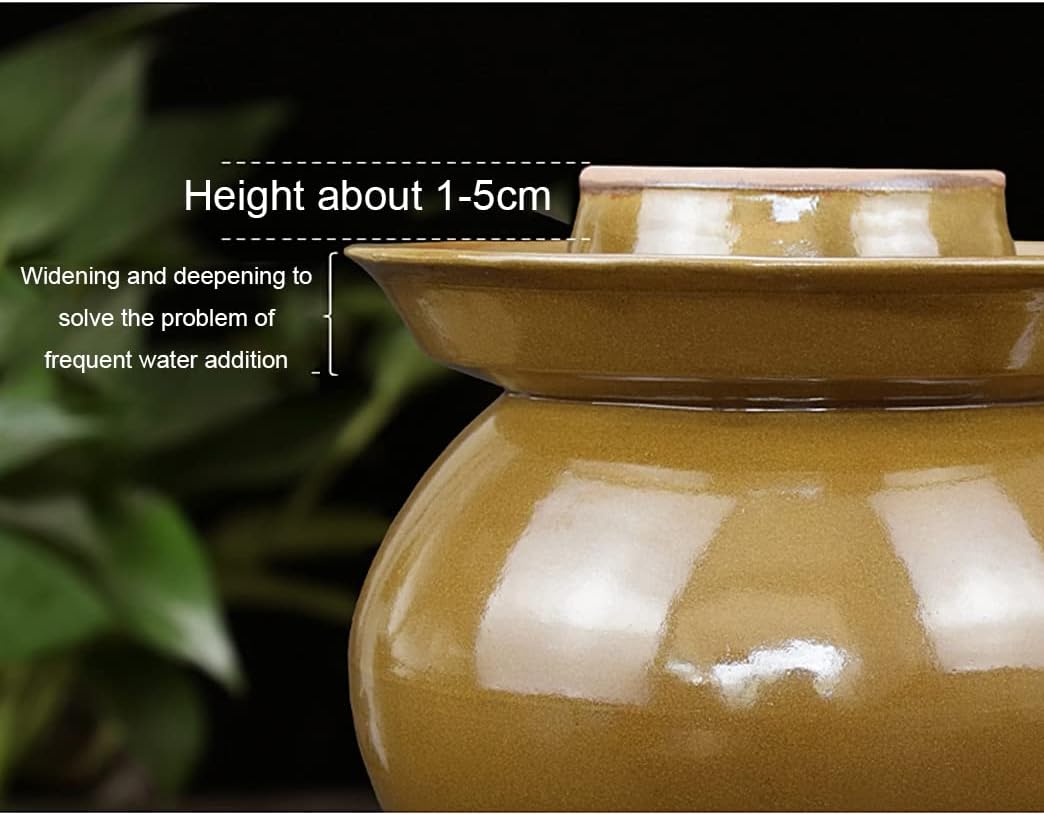 ZHOUXIAO Traditional Chinese Ceramic Fermentation Crock Jar Pickling Jar with Water Seal Airlock Lid,Large Thickened Ceramic Pickle Jar Kimchi Pot Storage Containers 4KG