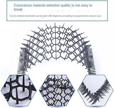 BUYTER 10 Pack 19.5 * 5.5 Inch Square Cat Scat Mats with Spikes, Cat Repellent Pads Fence Animal Barrier,Included 12 Pack Staples and 20 Pack Zip Ties (19.5''*5.5'')