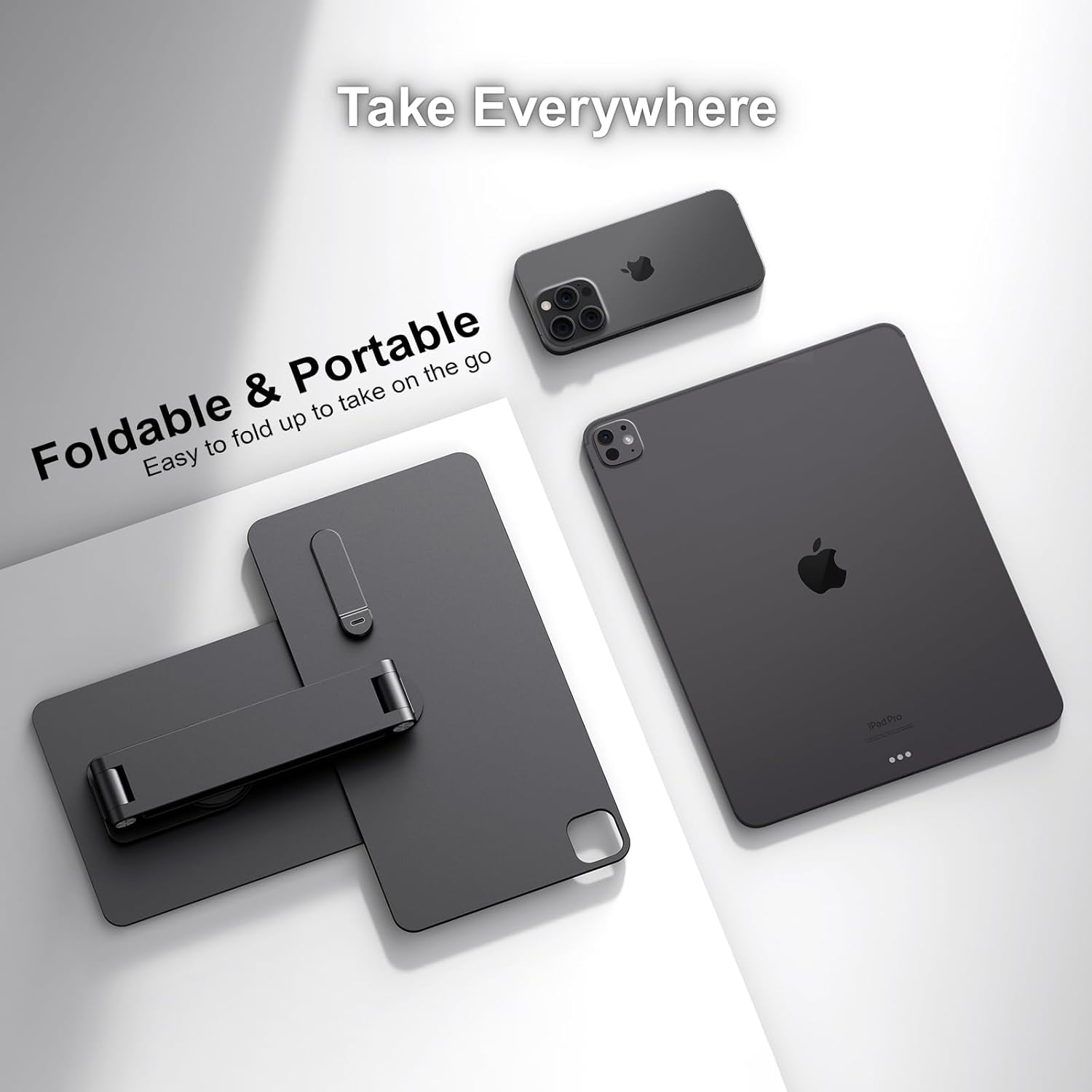 Magnetic iPad Pro M4&M5 11-inch Stand with Wireless Charging 18W, 360° Rotating Aluminum Tablet Holder for iPad Pro M4/M5 11-inch, Adjustable Desk Mount Series (M4/M5-11inch)