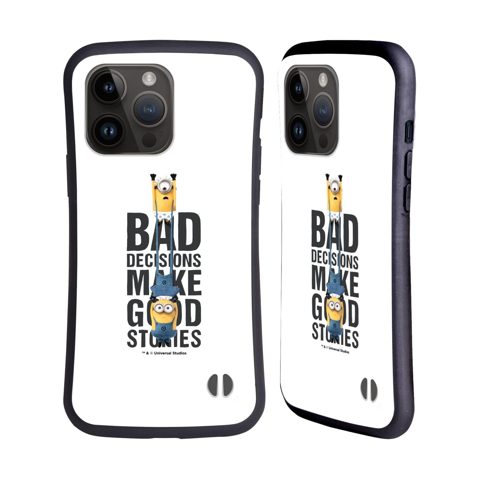 Head Case Designs Officially Licensed Despicable Me Bad Decisions Funny Minions Hybrid Case Compatible with Apple iPhone 15 Pro Max