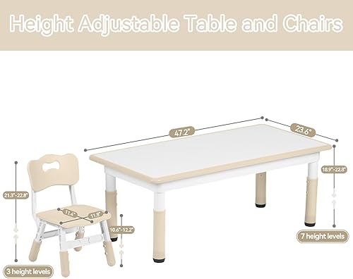 Miniatura 2 de Juego de mesa y 4 sillas para niños con escritorio de graffiti, muebles para niños de 3 a 8 años, escritorio de estudio para niños, mesa de comedor,