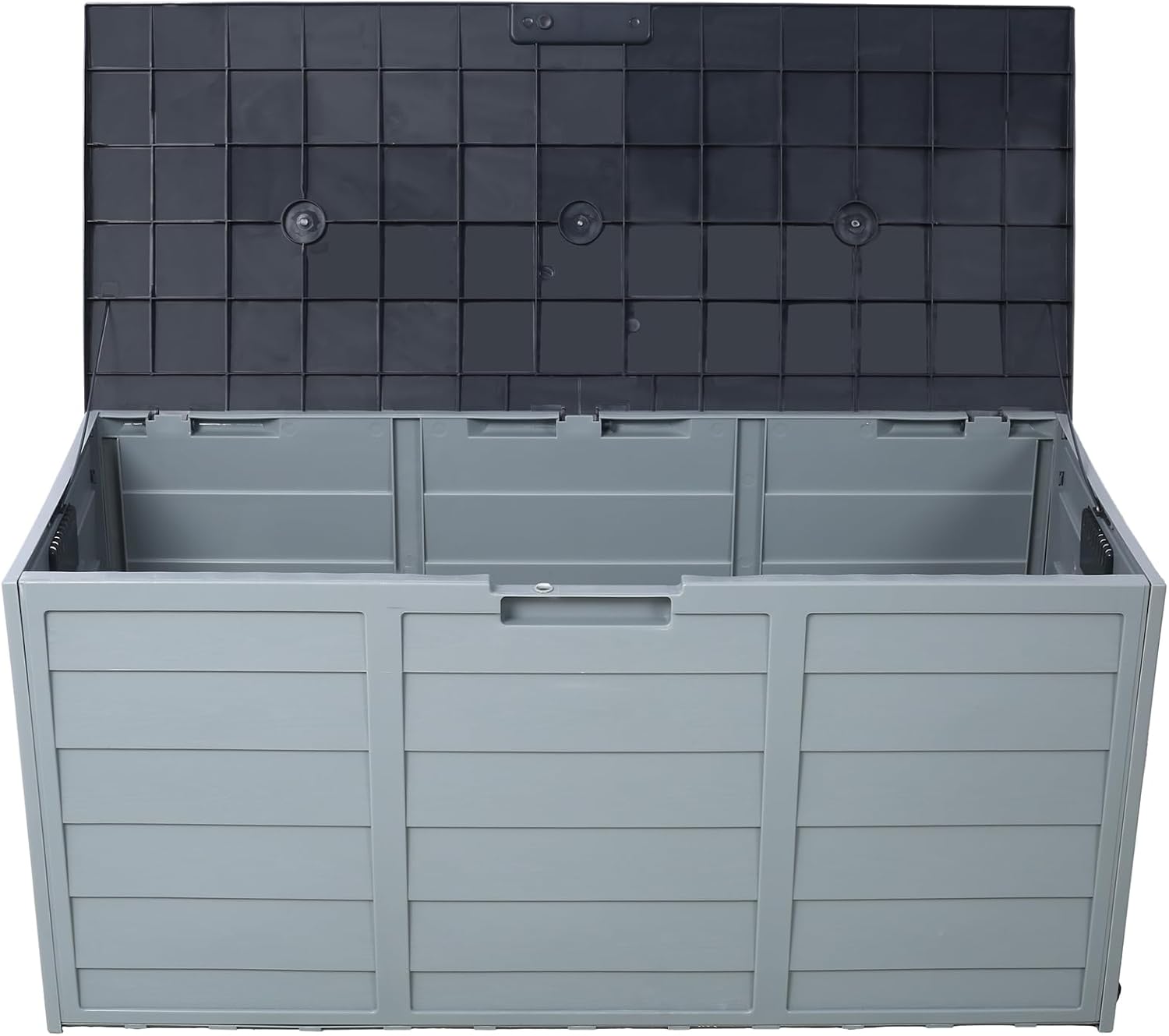 75 Gallon Deck Box, All Weather UV Pool Deck Box, Lockable Patio Storage Box for Backyard Patio Outdoor w/ Wheel, Waterproof Outside Storage Box for Patio Furniture Outdoor Cushions,Garden Tools