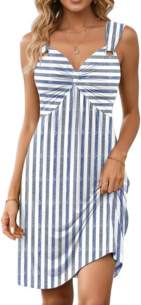 Disamer Sundresses for Women 2026 Vacation Spring Front Knotted Summer Dresses Swimsuit Beach Cover Ups Twisted Mini Dress