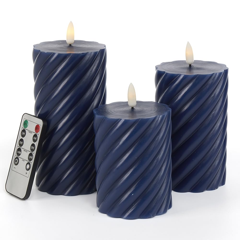 glowiu Pillar Flameless Candles Battery Operated with Remote (D3 x H 4