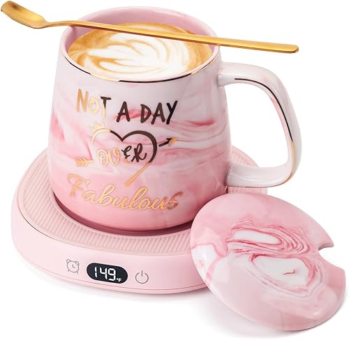 Miniatura 12 de Juego de Taza de Café Calentador y Eres Increíble, Calentador de Tazas Eléctrico para Escritorio, Calentador de Bebidas con 4 Ajustes
