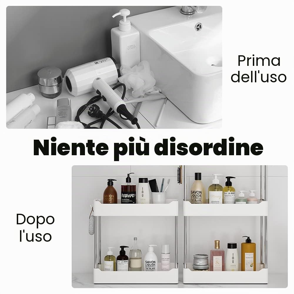 Mensola portaoggetti da bagno rimovibile bianca per cosmetici, in piedi, per casa, cassettiera, cucina, spezie, lavanderia, ufficio (3 piani)