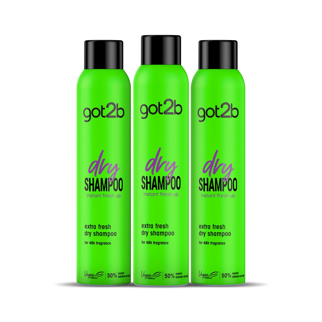 got2b Extra Fresh Champú en seco (3 x 200 ml), champú seco para refrescar tus looks, dry shampoo para 24 h de textura y frescor, no deja residuos blancos*, aroma a manzana