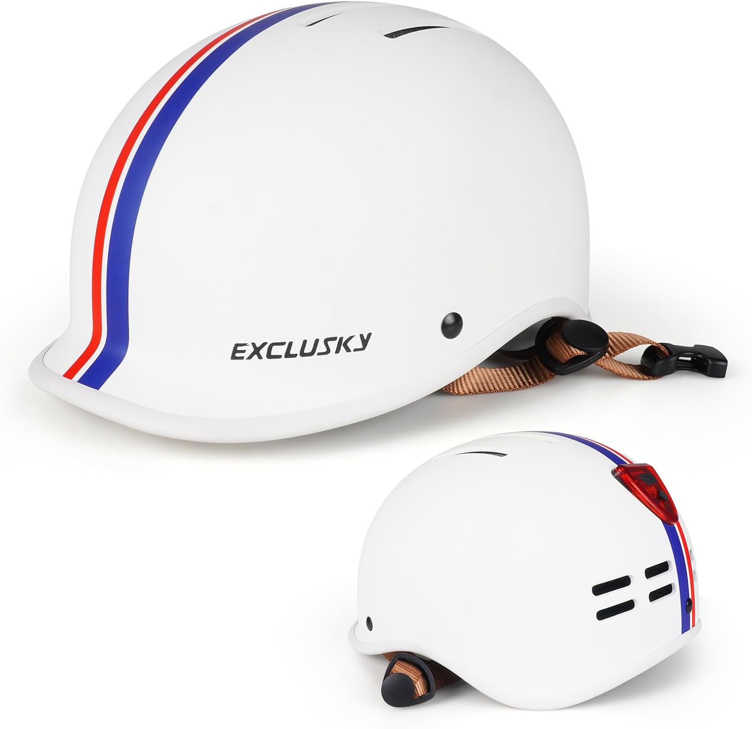 Exclusky Bike Helmet for Adults,Adjustable Cycling Helmet for Men & Women Safety Certified Bicycle Helmet for Commuting, Road Biking, Skating with USB Rechargeable Rear Light