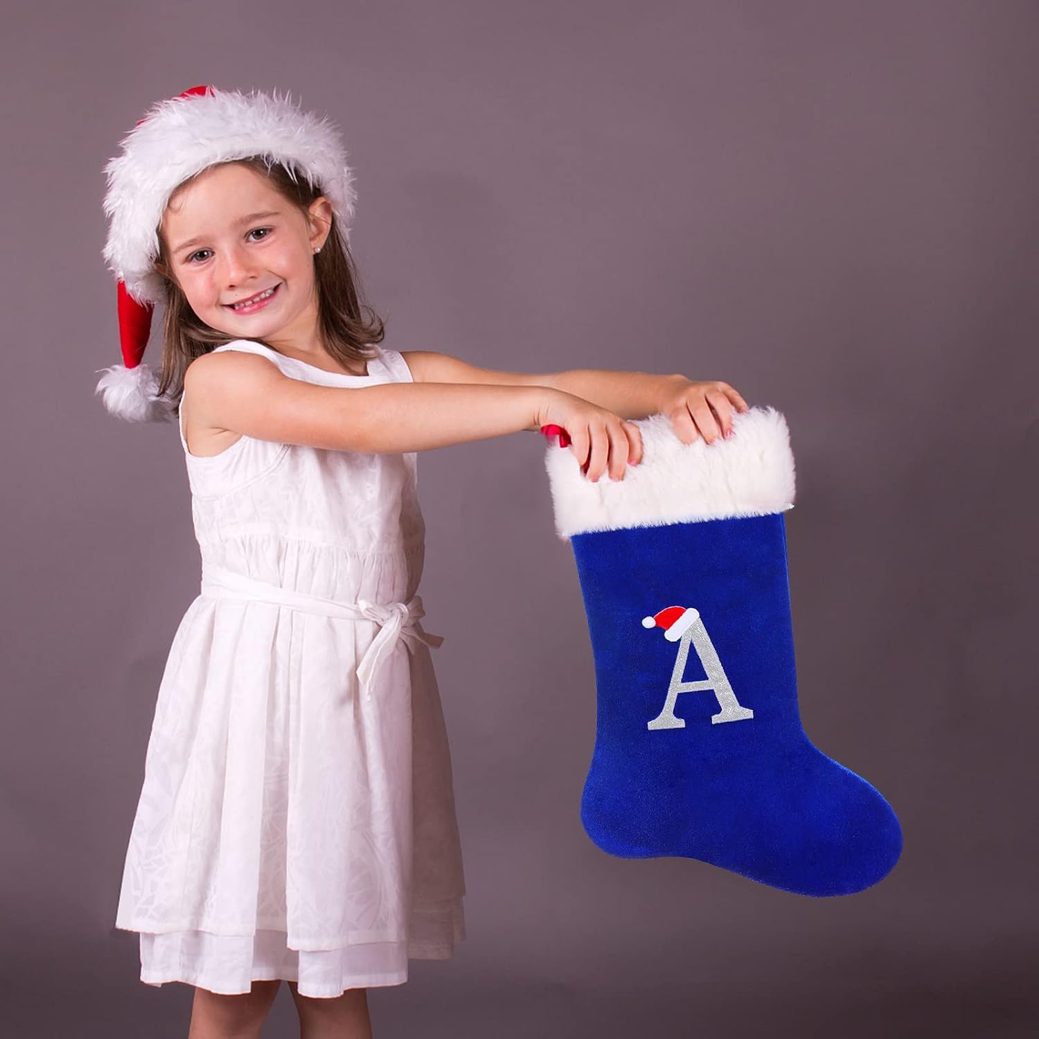 20.5Inches Monogram Embroidered Letter Christmas Stocking Personalized Super Soft Christmas Stocking Hanging Decorations(M) - Image 8