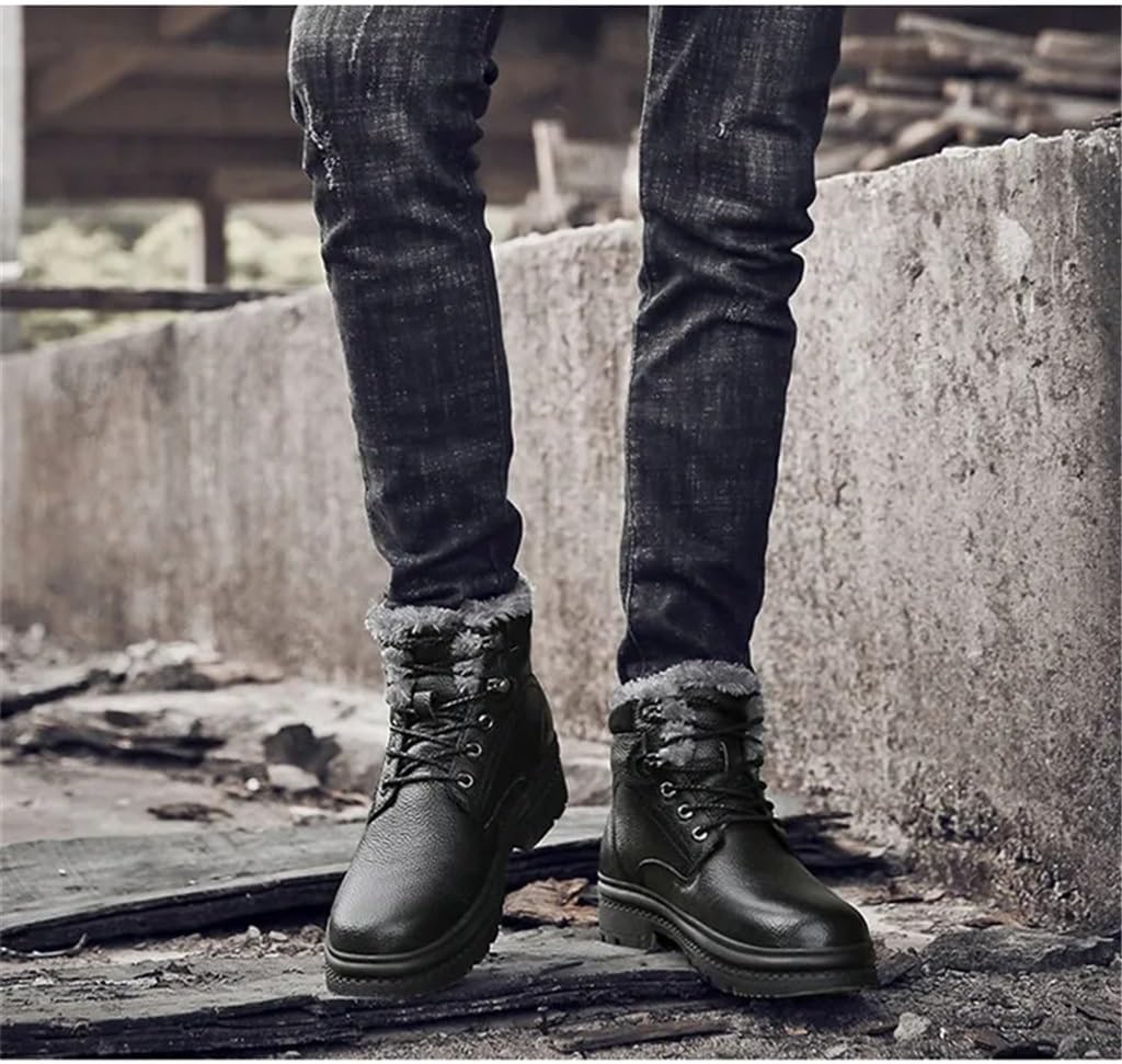 Leather Men Winter Waterproof Men's Outdoor Working Snow Men Shoes(7.5 Code)