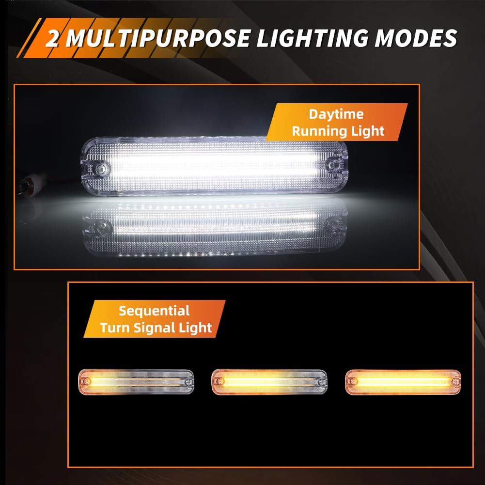 Front Turn Signal Marker Light Compatible with Suba-ru Classic Impreza 1993 1994 1995 1996 1997 1998, [2 in 1 Design] Amber LED Sequential Turn Signal Marker Light & DRL, 2 PCS, Clear Lens