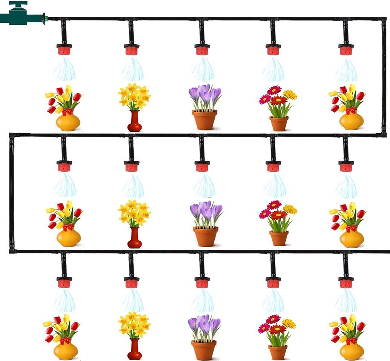 DIY Crafts Pack Of 20 Plants, Ready to Use Kit, Drip Irrigation System Automatic Irrigation Drip Kit for Garden Watering Irrigation System Garden (Pack Of 20 Plants, Ready to Use Kit)