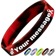 Azuresun Customizable Wristbands,Personalized Engraved Silicone Bracelets for Events and Party,Marketing and Raising Awareness,Gifts for Couples Men and Women MCB Black Red