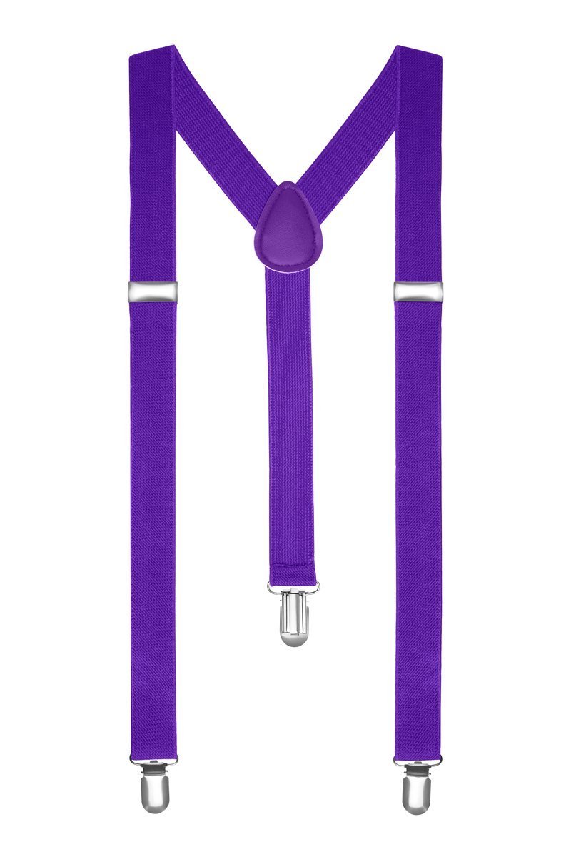Boolavard Hosenträger Herren Damen Hosen Träger Y Form Style Clips Schmal Neon Bunt Farbig (25. Lila)