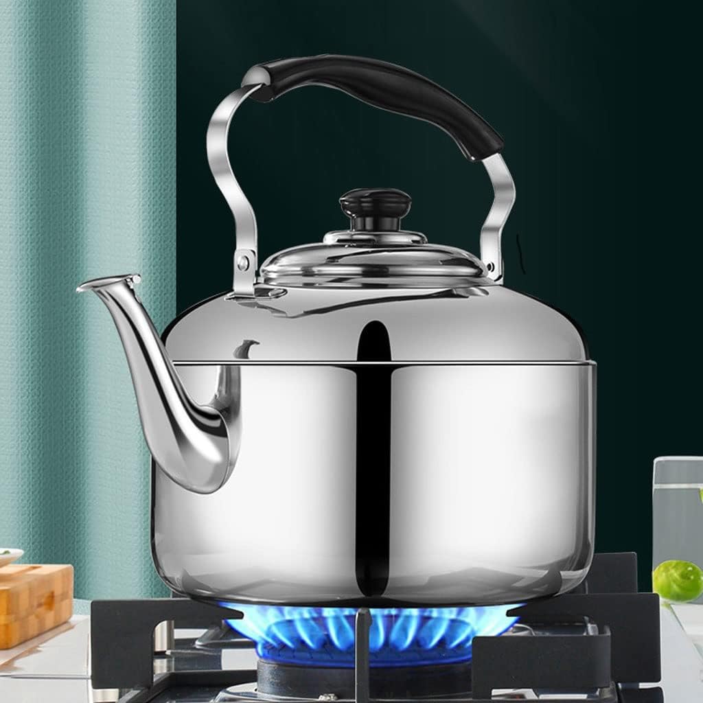 FEELIN Tea Kettle Stovetop Thickened 304 Stainless Steel Kettle 4/5/6 Liters High-Capacity Whistle Gas Gas Induction Cooker Teapot Kettle Tea Kettle(6L)