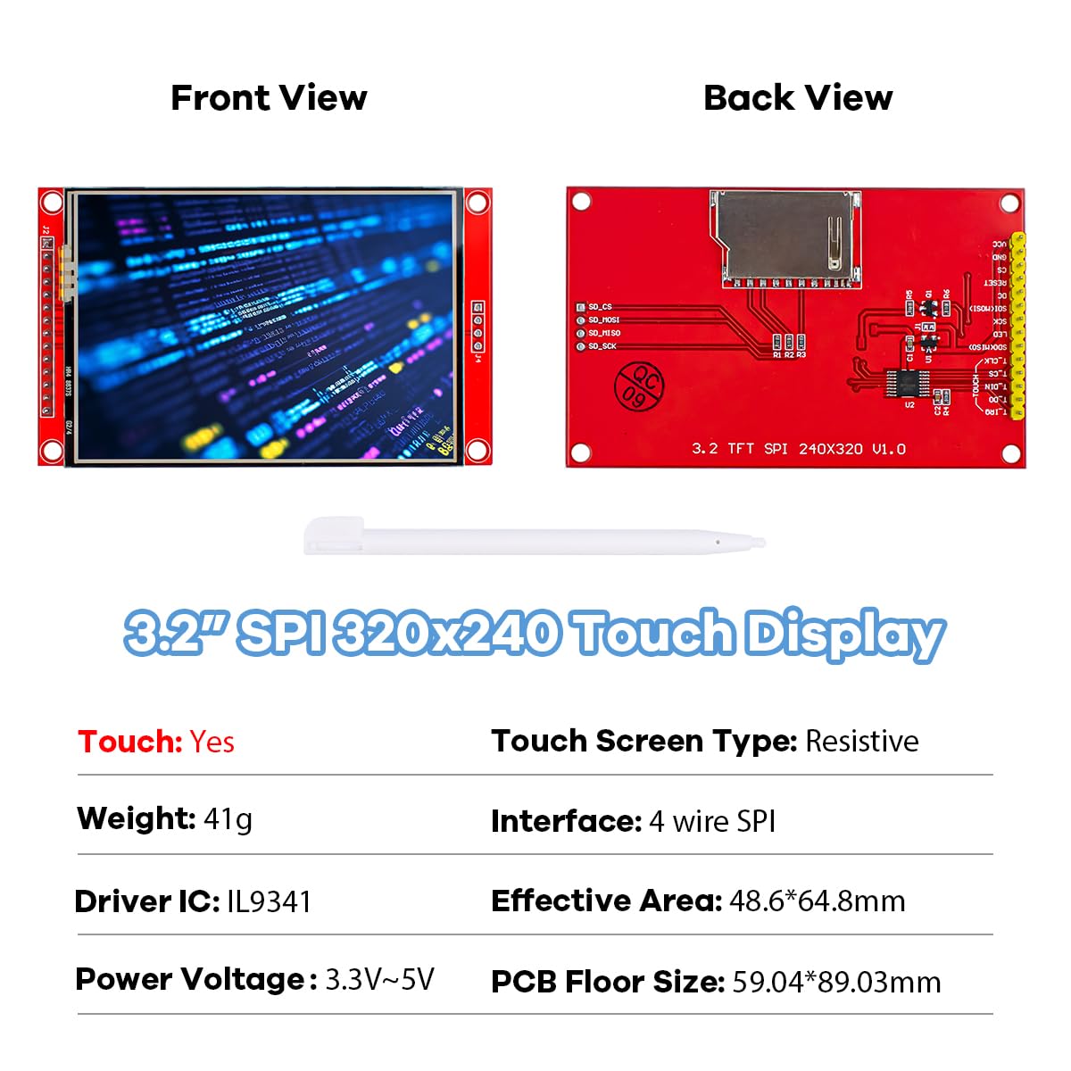 LAFVIN 3,2 cala TFT LCD Touch Display Shield Module 320 x 240 SPI Serial ILI9341 z rysikiem dotykowym kompatybilny z Arduino