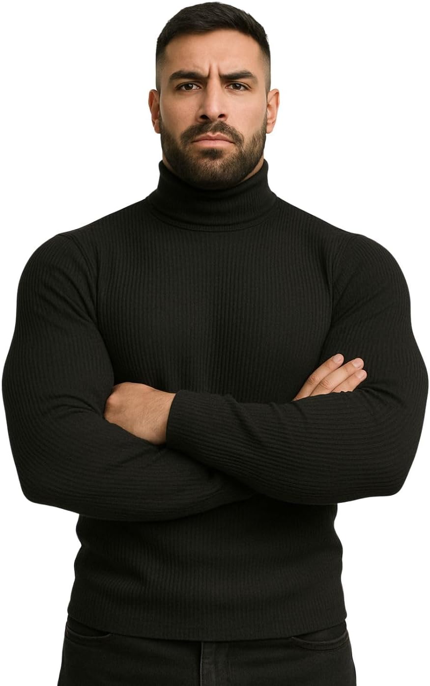 Genérico Blusa Cacharrel Masculina Gola Alta Canelada Manga Longa Suéter Casaco