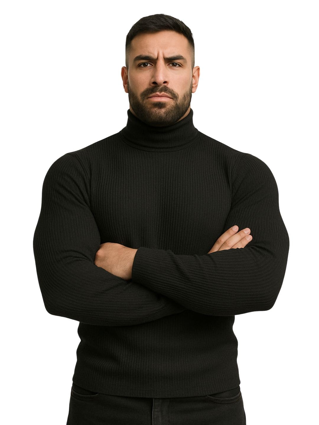 Genérico Blusa Cacharrel Masculina Gola Alta Canelada Manga Longa Suéter Casaco