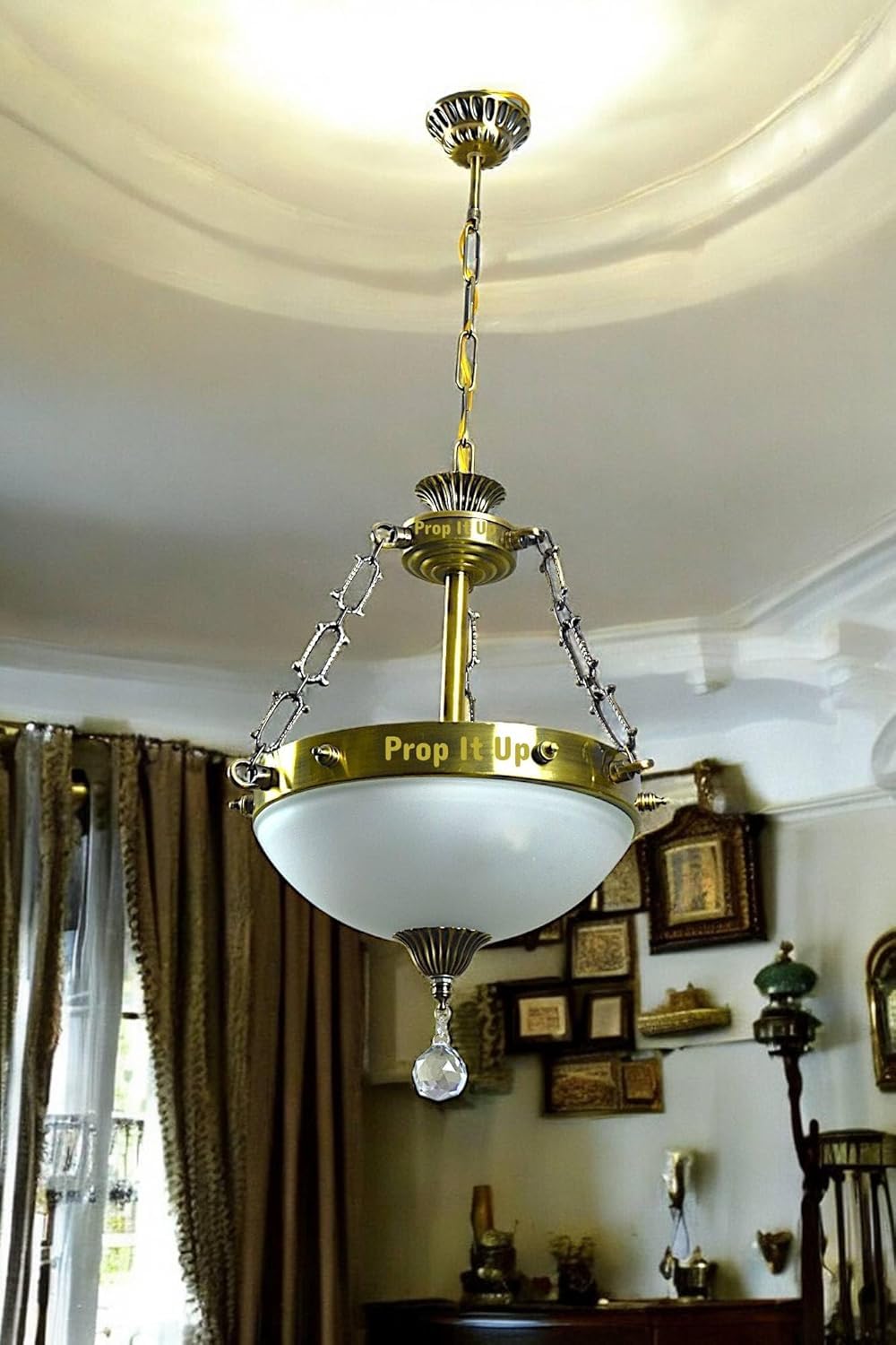 Prop It Up Modern Design Royal Look Chandelier with 5 Glass Leaves-picture-15