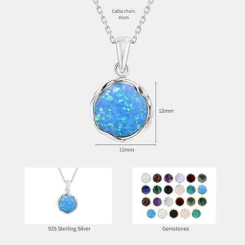 Miniatura 31 de 925 Sterling Silver Gemstone Necklace Women - Gemstone Pendant Necklace Silver- Birthstone Necklace - Silver Jewelry for Women- Minimalist Jewelry