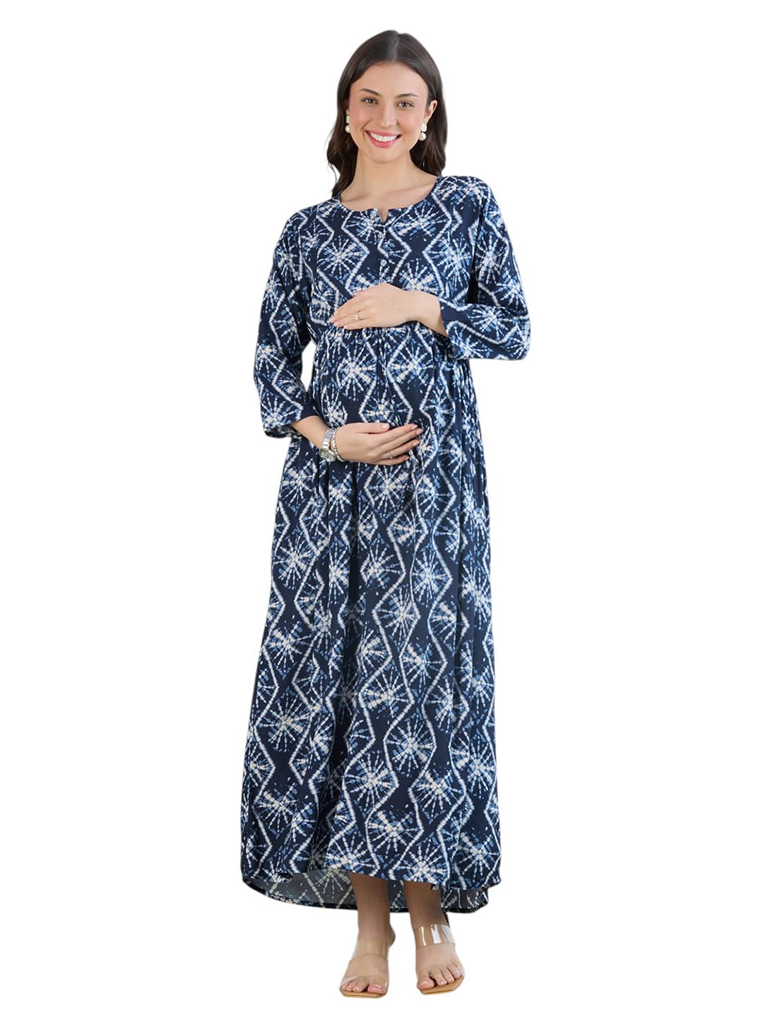 Women's Rayon Maternity Dresses | Pregnancy Feeding Nursing Dress with 14 inch Zip on Both Sides-image-9