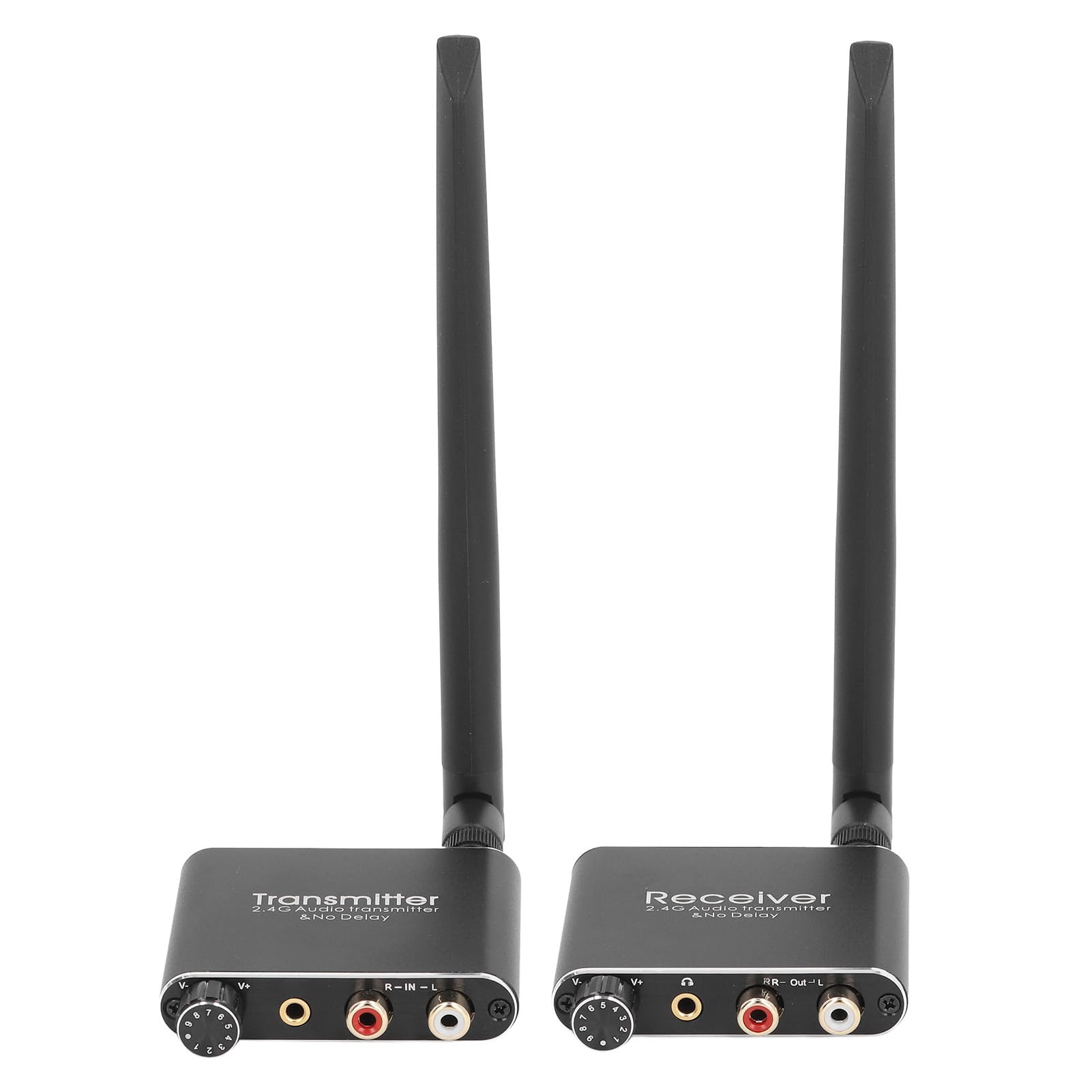 2.4Ghz Transmisor y Receptor de Audio Inalámbrico, 164ft Rango de Baja latencia Adaptador de Audio inalámbrico con Salida de Entrada RCA de 3,5 mm Kit Adaptador inalámbrico