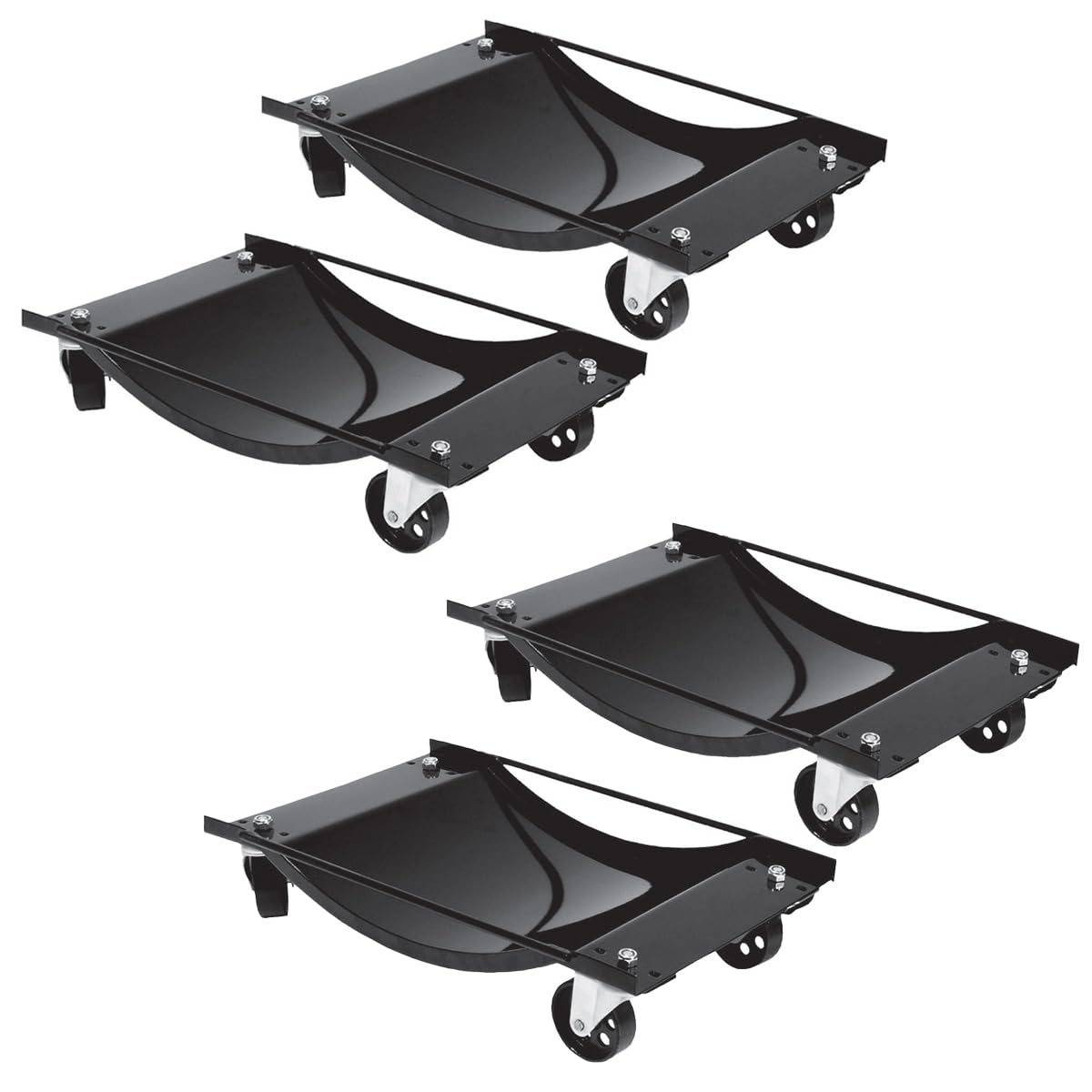 Excel Black Big Red Torin 400 Kg Heavy-Duty Vehicle Mover Car Dolly – 4-Piece Set, Steel Wheel Skates For Easy Car Positioning & Garage Use