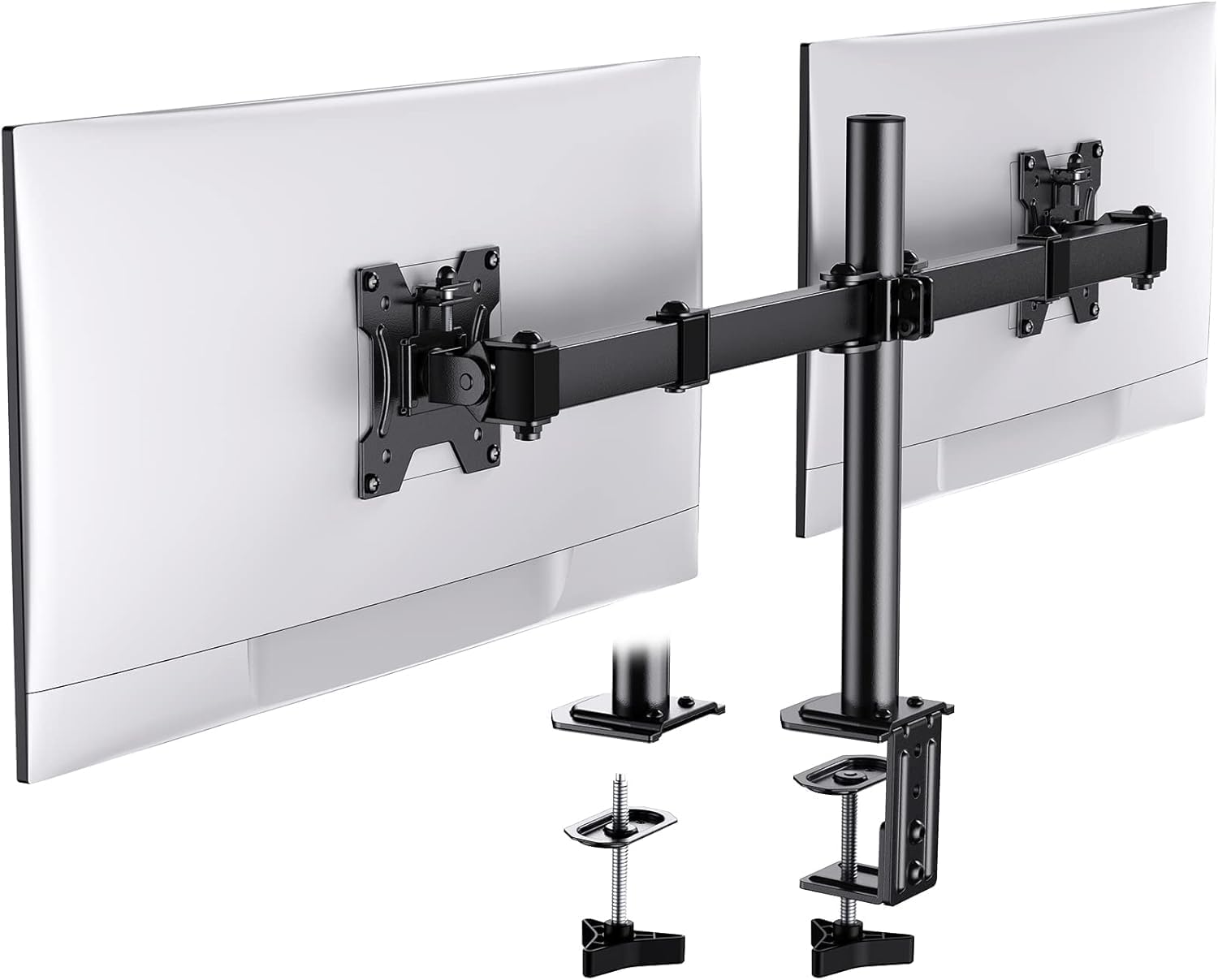 HUANUO Dual Monitor Stand for 13-30 Inch Screens, Adjustable Dual Monitor Arm with Tilt Swivel Rotate,10KG per Arm, Double Gaming Computer Monito Sceren Stand Fit 75 100 VESA Mount