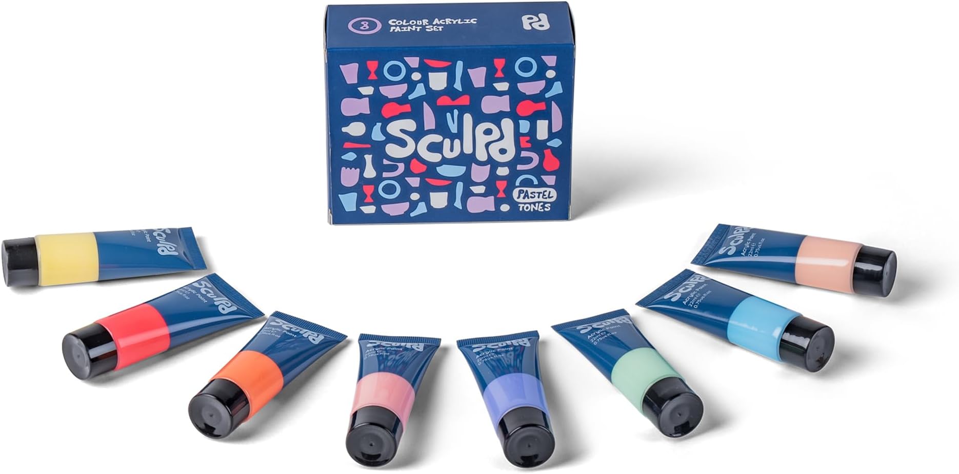 Sculpd Acrylic Paint Set, 8 x 22ml Tubes of Premium Coloured Acrylic, Heavy Body & Vibrant Colours, Paint on Air Dry Clay, Canvas, Ceramic, Fabric, Wood & More (Pastel Tones)
