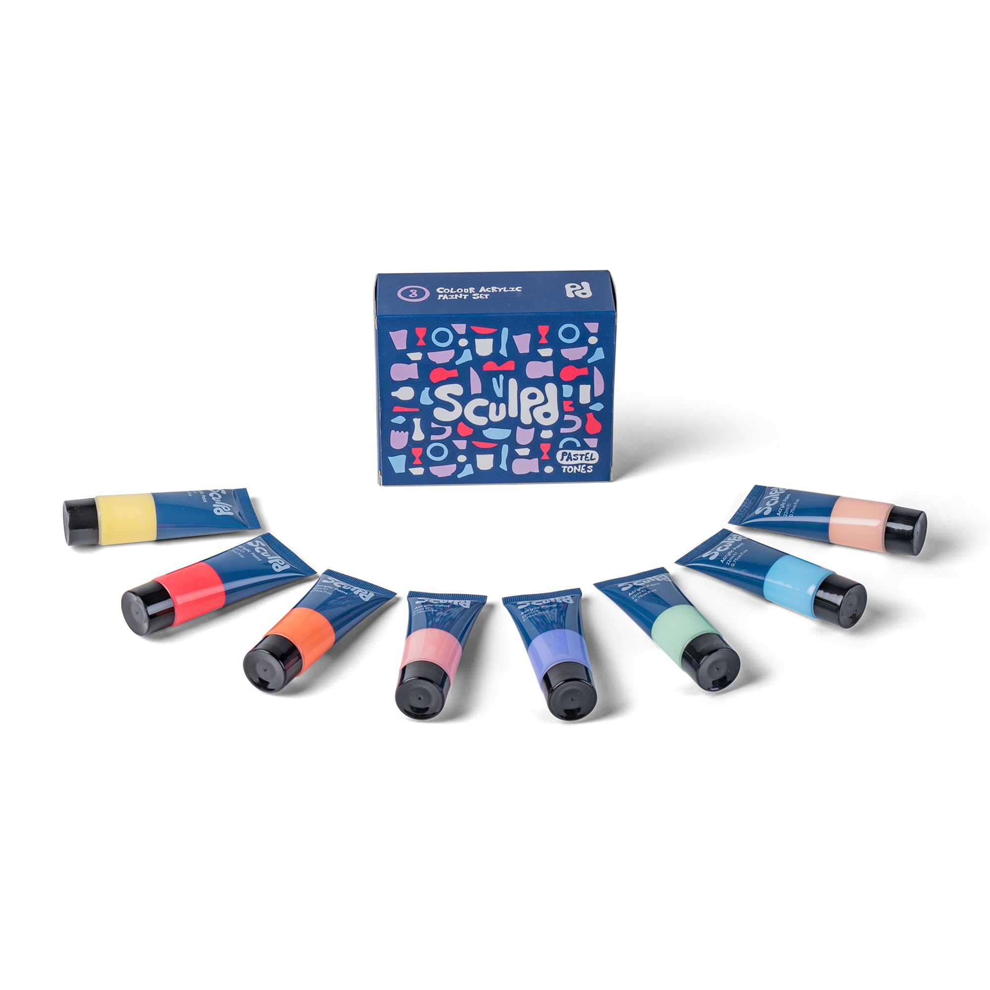 Sculpd Acrylic Paint Set, 8 x 22ml Tubes of Premium Coloured Acrylic, Heavy Body & Vibrant Colours, Paint on Air Dry Clay, Canvas, Ceramic, Fabric, Wood & More (Pastel Tones)