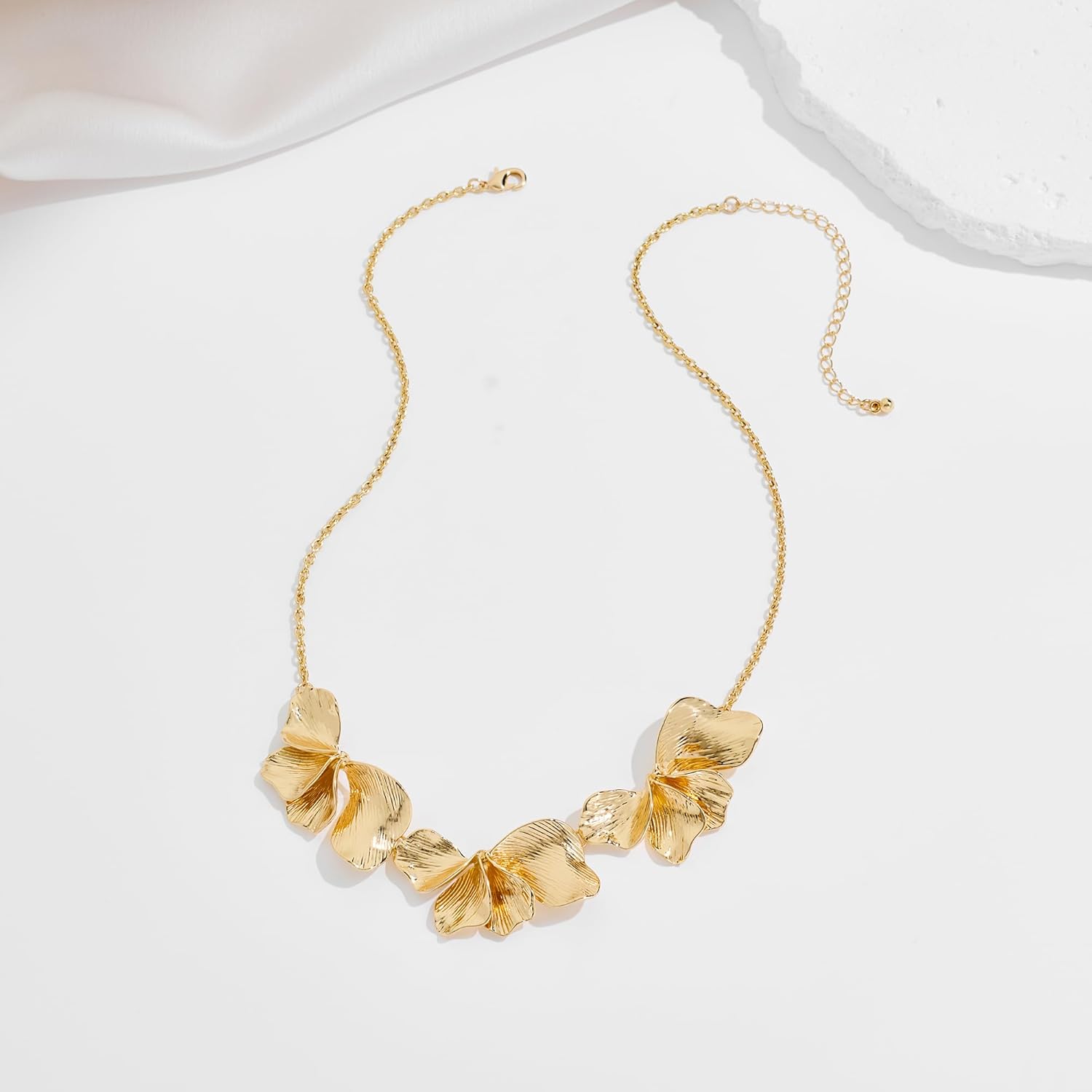 Statement Flower Necklace for Women Gold Plated Chunky Floral Collar Boho Choker Jewelry - Image 5