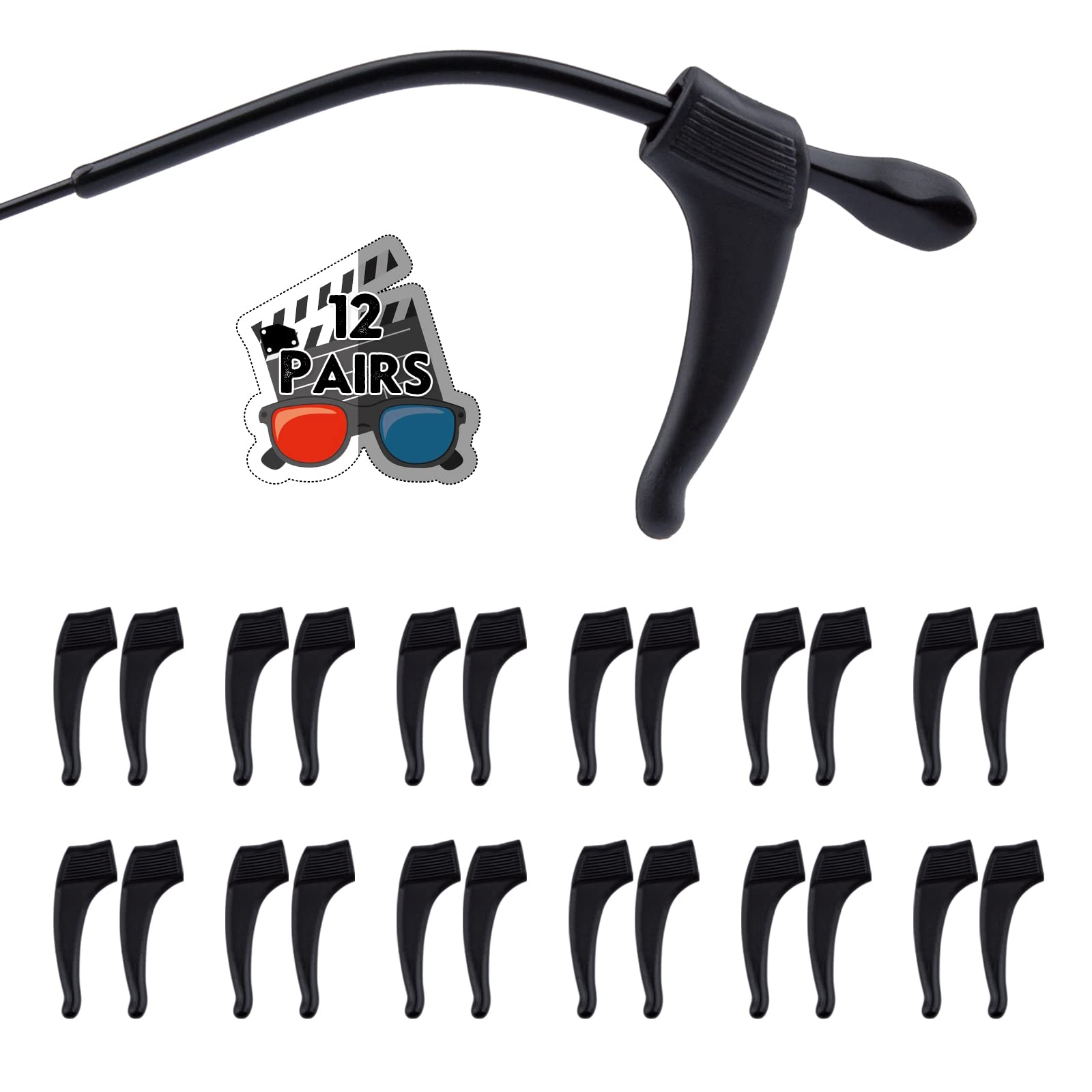 pepape Silicone Ear Hooks Anti-slip Holder Temple Tips Sleeve Retainer for Glasses Sunglasses 12 & 20 pairs