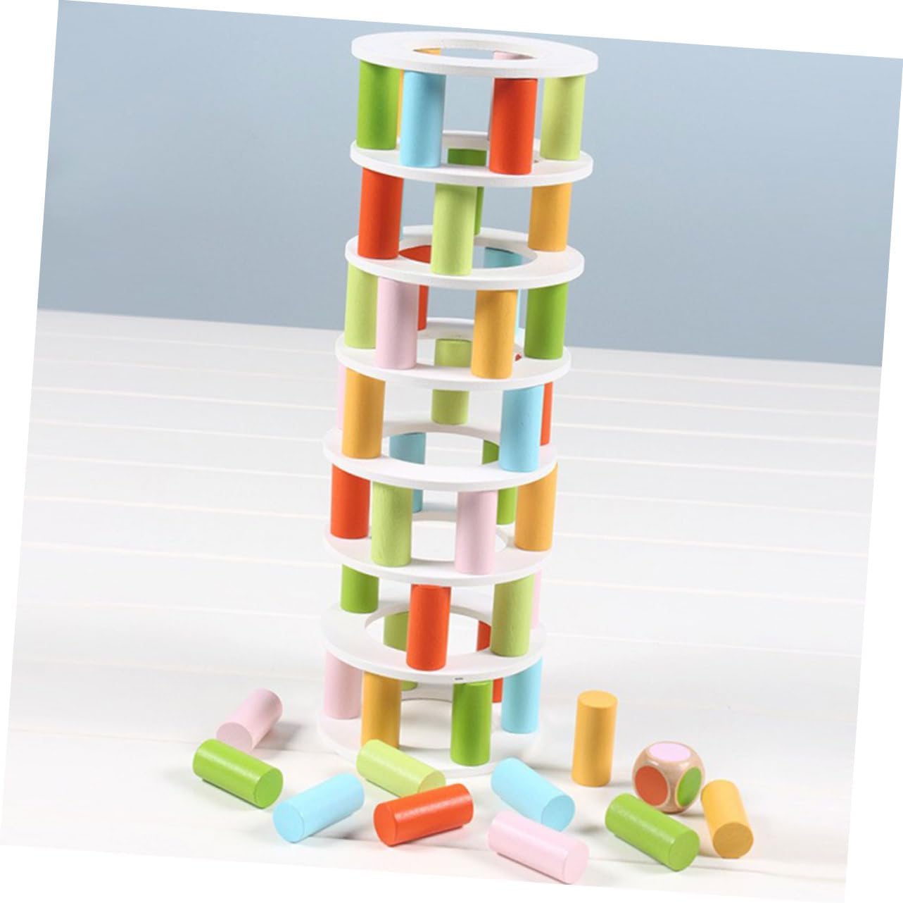 1 Set Wooden Balancing Game Educational Building Blocks for Enhances Concentration Imagination Parent Interaction Safe Wood Plaything