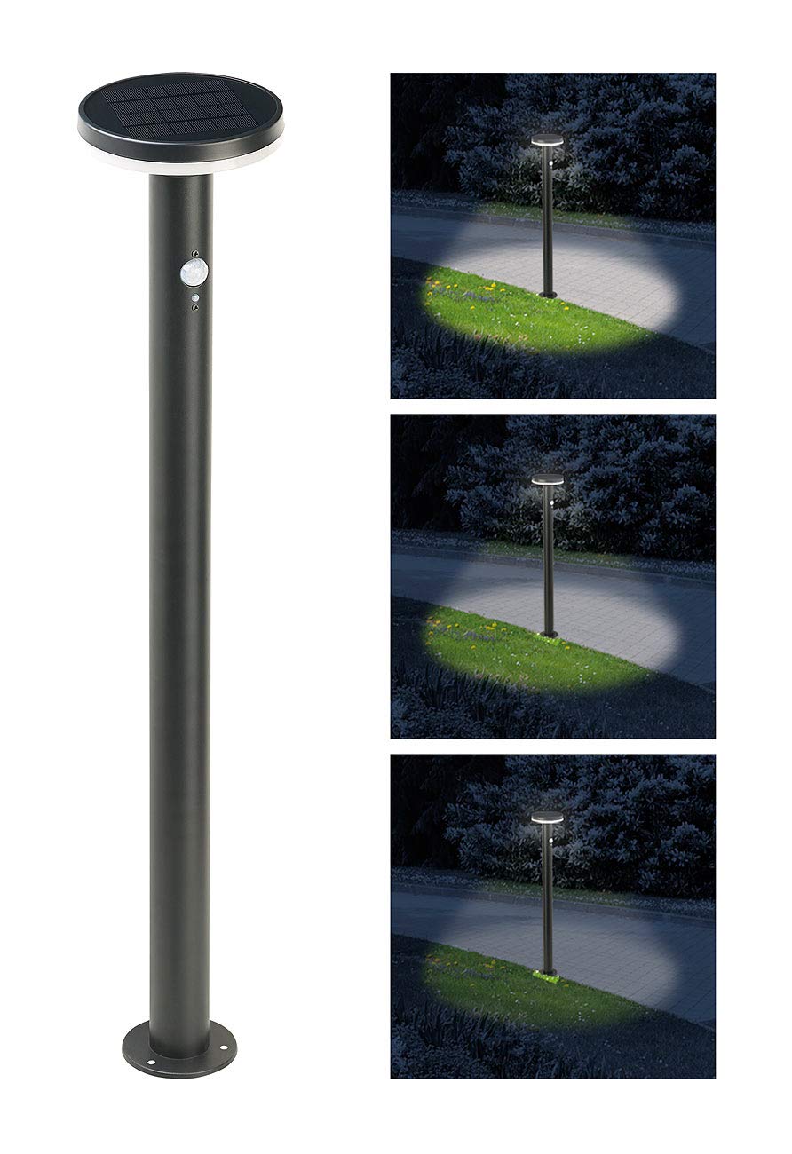 Lunartec Wegleuchte: LED-Solar-Wegeleuchte SWL-600, PIR-Sensor, Nachtlicht, 600 Lumen (Sockelleuchte, Garten-Solarleuchten LED, Laterne)