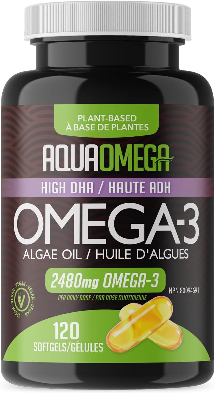 AquaOmega Plantbased High DHA Supplement, Vegan Omega 3 w/EPA from