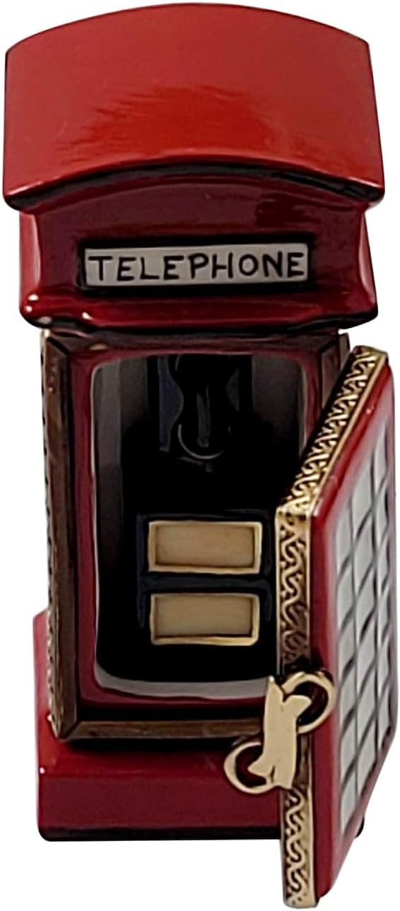 Rochard British Phone Booth Limoges Porcelain - Collectible Figurine