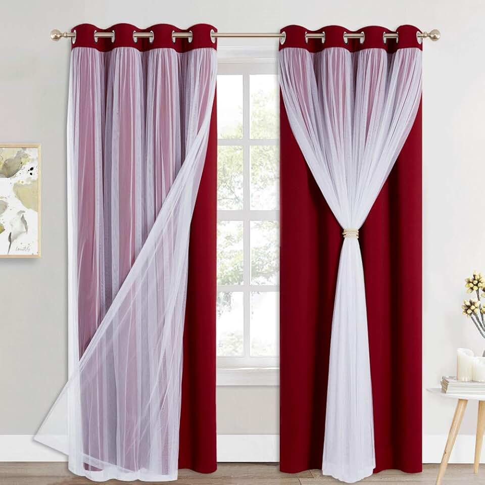 Amazon.com: cortinas para sala color rojo