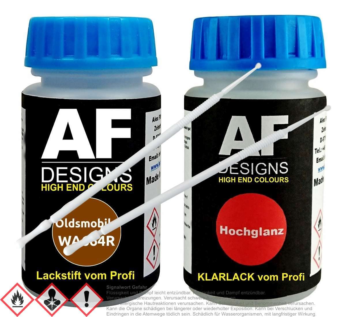 Alex Flittner Designs Paint Pen Set for Oldsmobile WA664R Paragon Bronze Metallic X.S. Clear Varnish Swab Car Paint