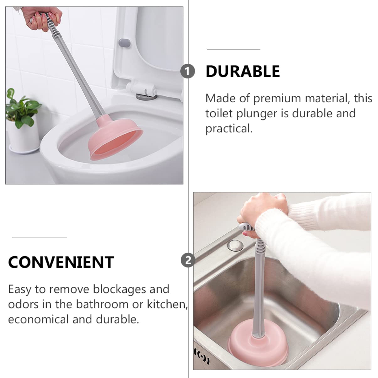 DOITOOL 2pezzi Bastoncini di Aspirazione per WC Soluzioni per Intasare WC Sturalavandini Ventosa per Casa Prodotti per Pulizia delle Fognature
