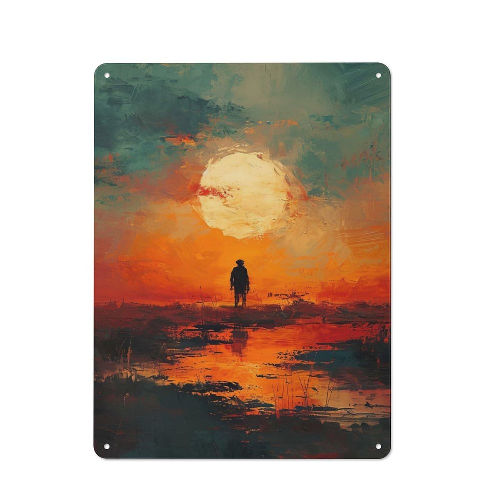 For Hobby Room Or Studio, Sunrise Sentinel Rustic Metal Sign 40x30cm, for Creative Interior Collectors Refreshing A Room in Autumn