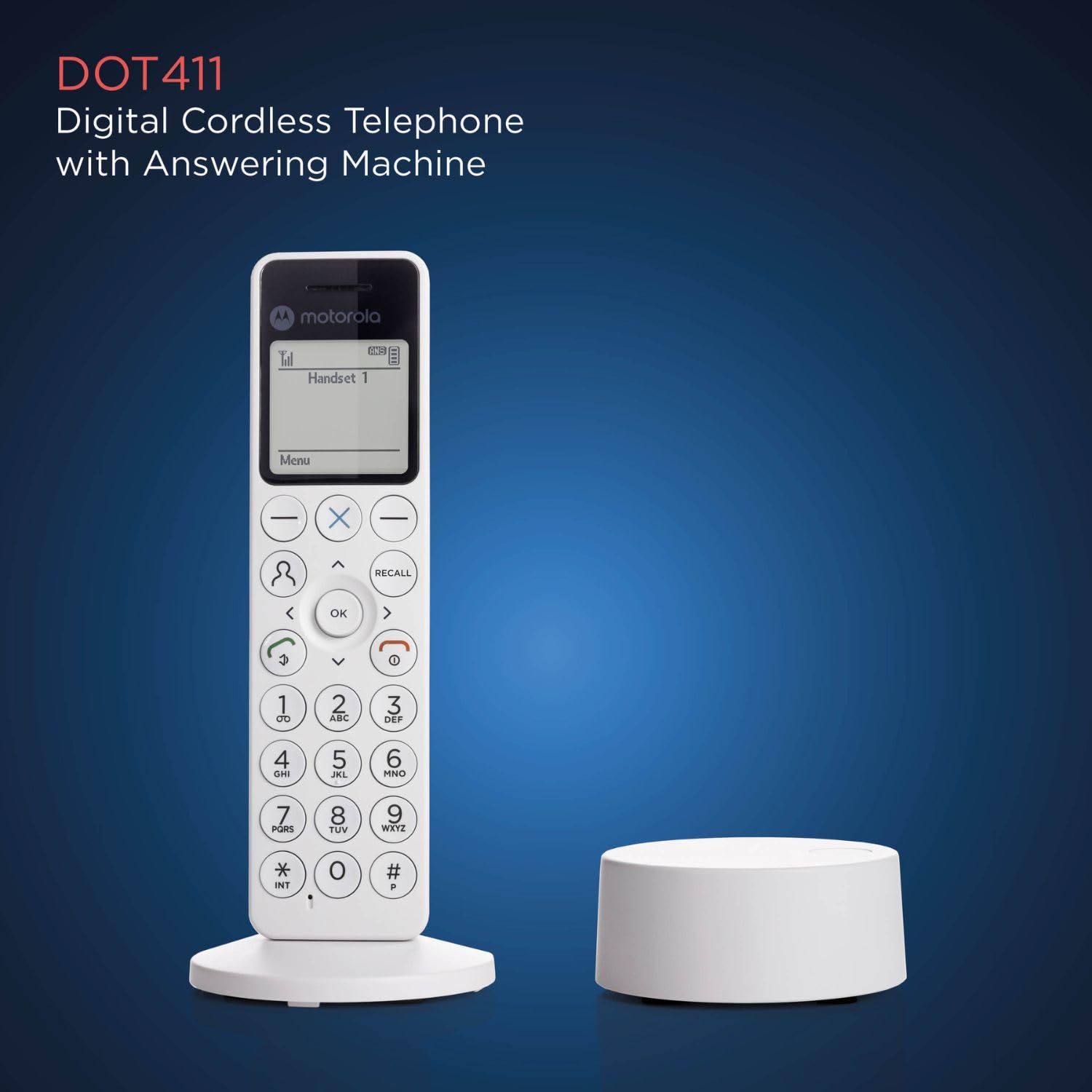 Motorola Voice Teléfono Inalámbrico Digital DECT DOT4 con Contestador, Bloqueo de Llamadas, Manos Libres, Pantalla Retroiluminada y Agenda de 200 Contactos