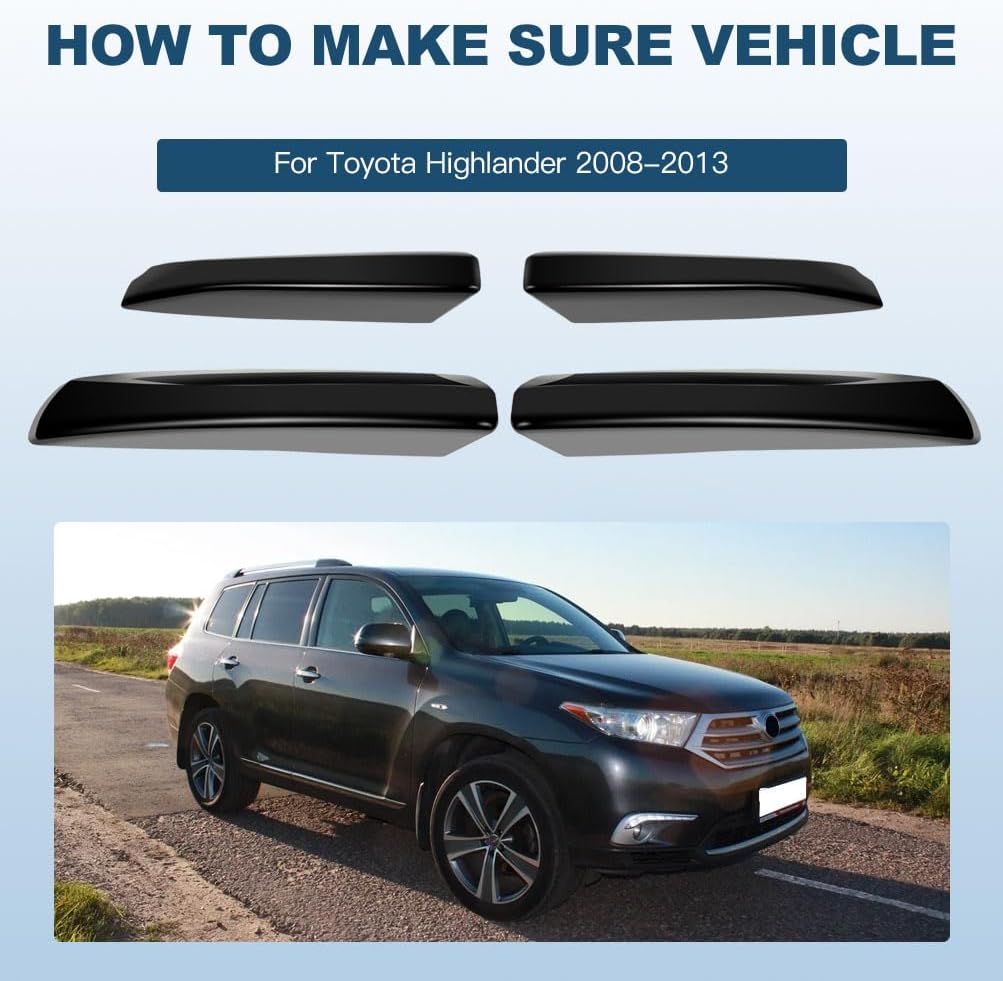 ECCPP Black Roof Rack Side Rails End Covers 4pcs Shell Cap ABS Plastic Replacement Fit For Toyota For Highlander 2008 2009 2010 2011 2012 2013